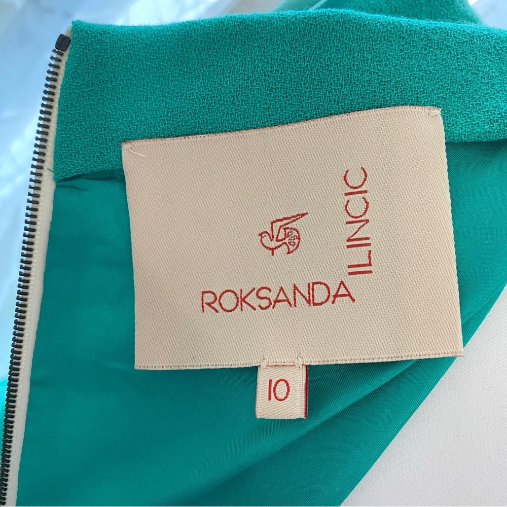 ROKSANDA ILINCIC TEAL GREEN PLEATED BACK ZIPPER SLEEVELESS SHEATH DRESS - Picture 12 of 14